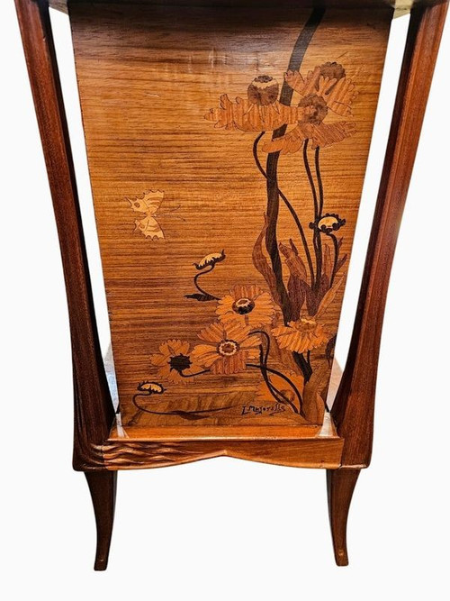 Louis Majorelle Art Nouveau Display Shelf "Poppies and Butterflies"