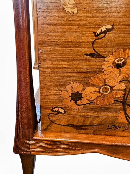Louis Majorelle Art Nouveau Display Shelf "Poppies and Butterflies"