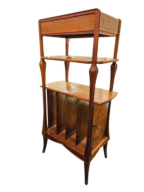 Louis Majorelle Art Nouveau Display Shelf "Poppies and Butterflies"
