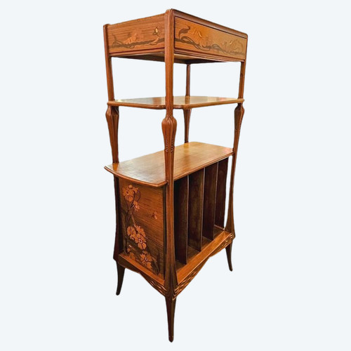 Louis Majorelle Art Nouveau Display Shelf "Poppies and Butterflies"
