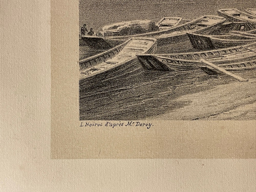Old engraving view of Roanne in 1650 by Noirot 1869