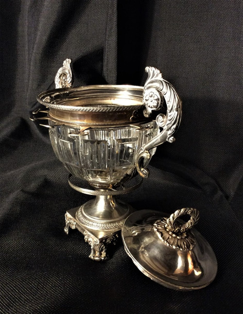 25% off until 30.11 - Important Cut Crystal and Silver Jam Jar - Circa 1830