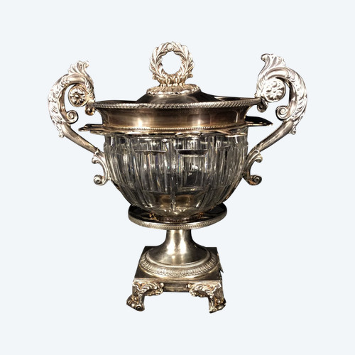 25% off until 30.11 - Important Cut Crystal and Silver Jam Jar - Circa 1830