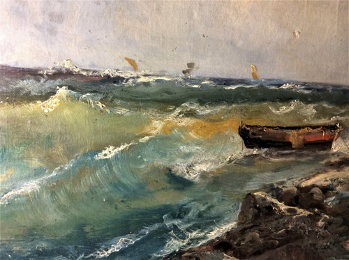 Emile Godchaux - Marine - Huile Sur Toile