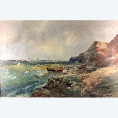 Emile Godchaux - Marine - Huile Sur Toile