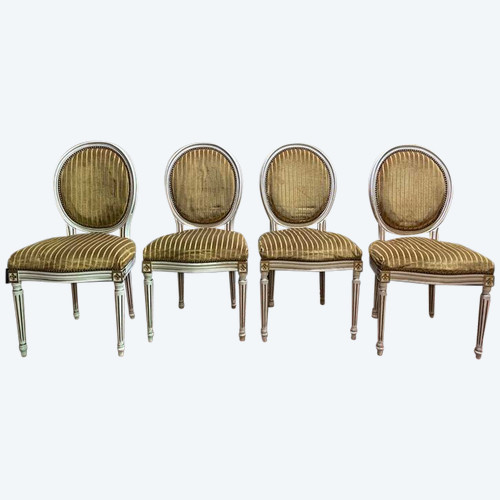 Set of 4 Louis XVI style medallion chairs