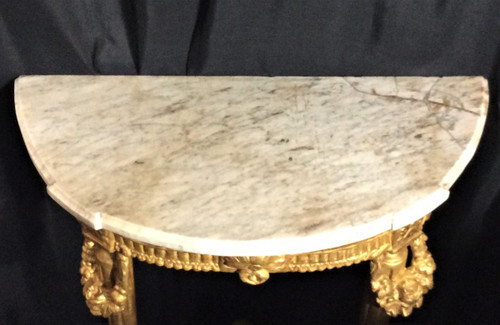 Remise 25\% - Console Demi-lune En Bois Doré - Epoque Louis XVI