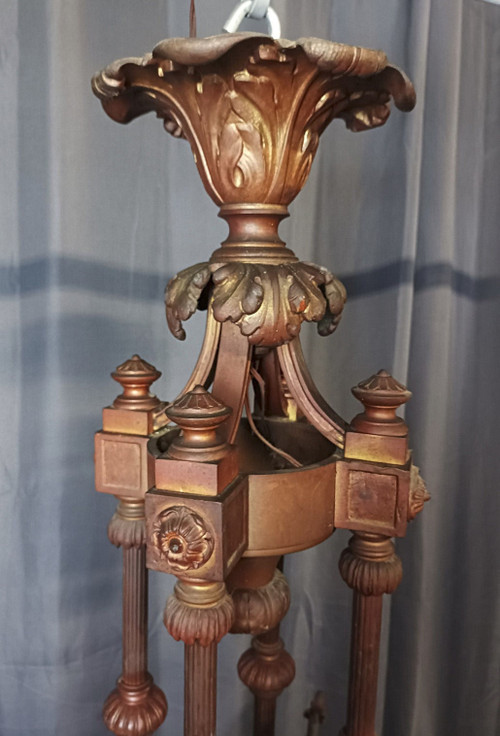 Grande lampadario in bronzo Luigi XVI