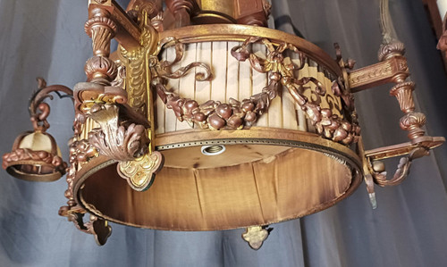 Grande lampadario in bronzo Luigi XVI
