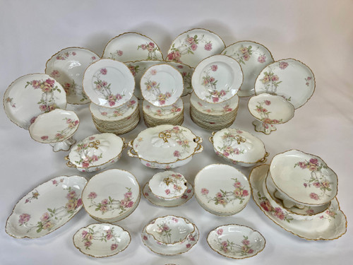Exceptional Haviland Limoges Porcelain Service - Baltimore Rose - 61 Piece