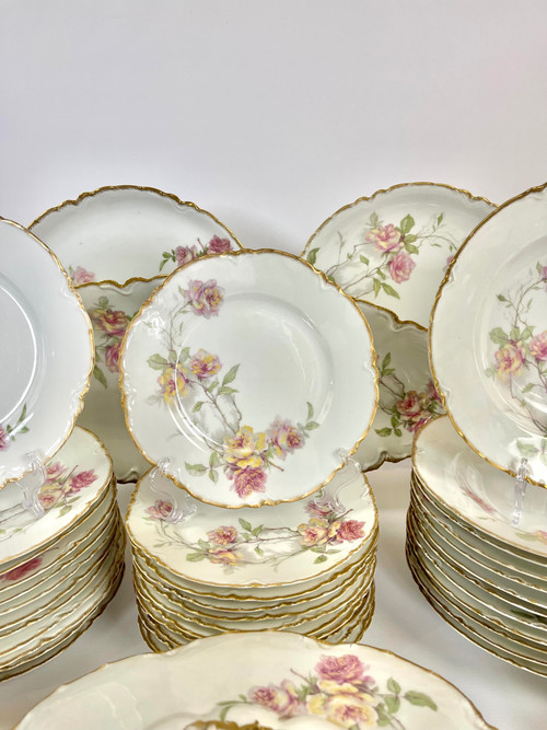 Exceptional Haviland Limoges Porcelain Service - Baltimore Rose - 61 Piece