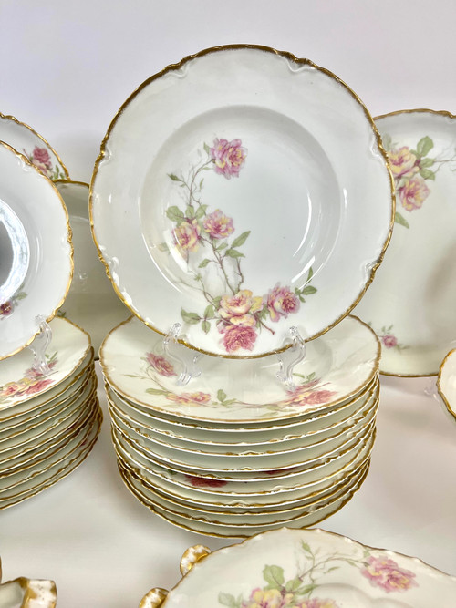 Exceptional Haviland Limoges Porcelain Service - Baltimore Rose - 61 Piece