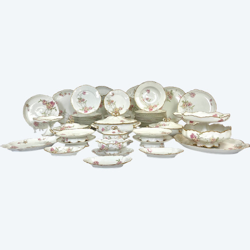 Exceptional Haviland Limoges Porcelain Service - Baltimore Rose - 61 Piece