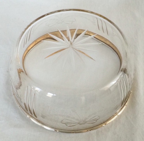 Saladier en cristal de Baccarat et argent massif (vermeil) par Louis Coignet - poinçon Minerve
