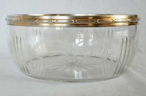 Saladier en cristal de Baccarat et argent massif (vermeil) par Louis Coignet - poinçon Minerve