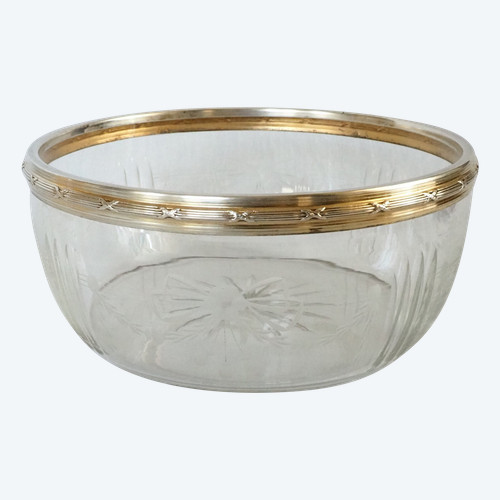 Saladier en cristal de Baccarat et argent massif (vermeil) par Louis Coignet - poinçon Minerve