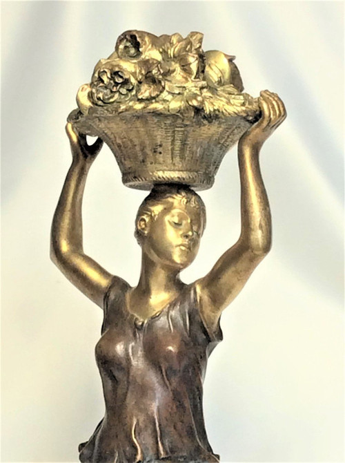 Sconto fino al 30.11 - De Kerveguen - Statuetta Bronze Doré Et Bronze Patiné - XIXème