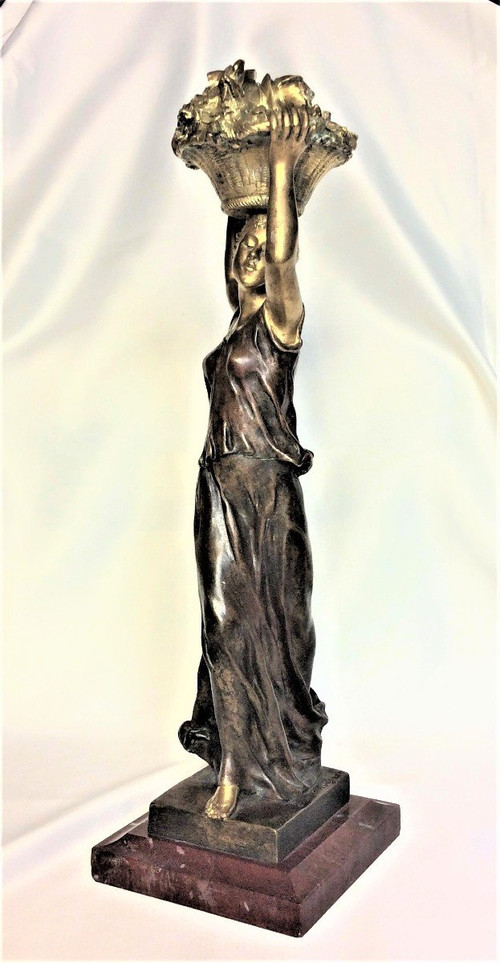 Sconto fino al 30.11 - De Kerveguen - Statuetta Bronze Doré Et Bronze Patiné - XIXème
