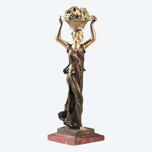 Sconto fino al 30.11 - De Kerveguen - Statuetta Bronze Doré Et Bronze Patiné - XIXème
