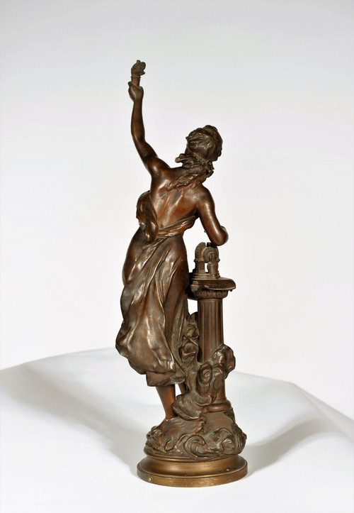 25\? discount until 30.11 - "La Science", Bronze à Patine Brune Signed Mathurin Moreau