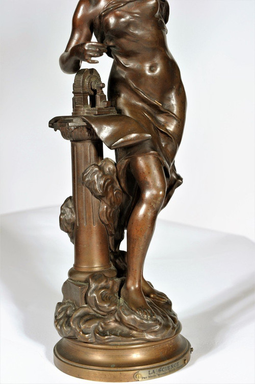 25\? discount until 30.11 - "La Science", Bronze à Patine Brune Signed Mathurin Moreau
