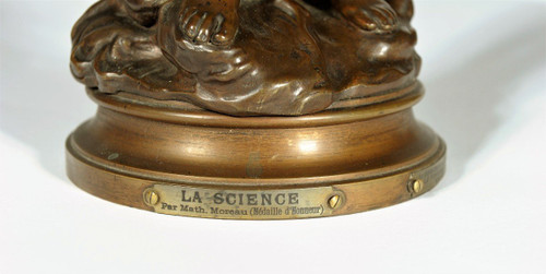25\? discount until 30.11 - "La Science", Bronze à Patine Brune Signed Mathurin Moreau
