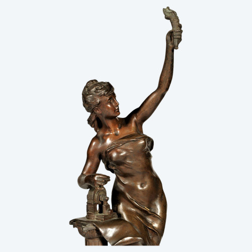25\? discount until 30.11 - "La Science", Bronze à Patine Brune Signed Mathurin Moreau