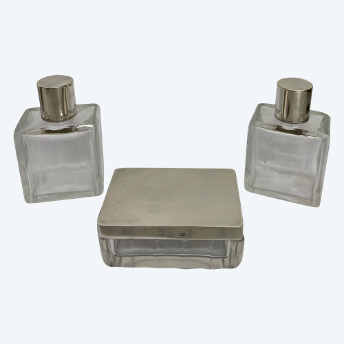 Crystal and silver toiletry set