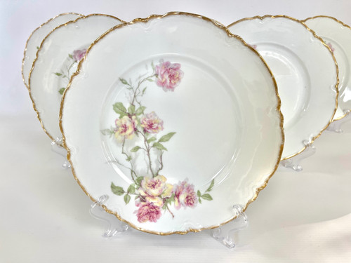 Set of 6 Haviland Limoges "Baltimore Rose" Dinner Plates
