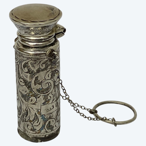 Englische Silberflasche aus dem 19. Jahrhundert.