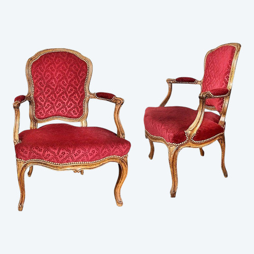 From 06.10 to 30.11 - Remise 25\% - Stamped SENE - Pair of cabriolet armchairs - 18th century