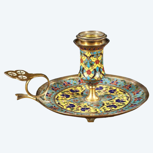 Dal 06.10 al 30.11 - Remise 25\% - Candeliere in bronzo e smalto - Ferdinand Barbedienne - XIX secolo