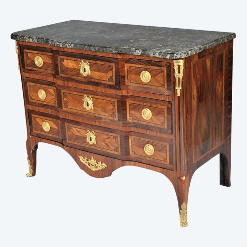  Remise 25\% Estampillée GENTY - Commode Bois De Rose Et Violette - XVIIIème