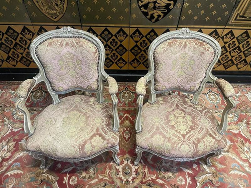 Paar umwandelbare Samtsessel im Louis-XV-Stil