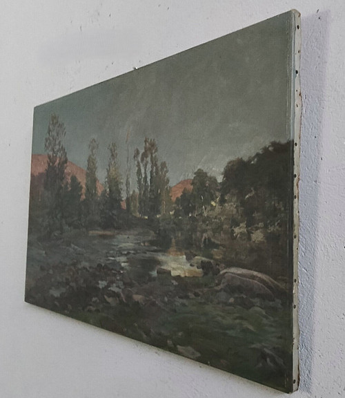 Ernest Victor HAREUX (1847-1909) Gemälde Öl auf Leinwand Berglandschaft Alpen
