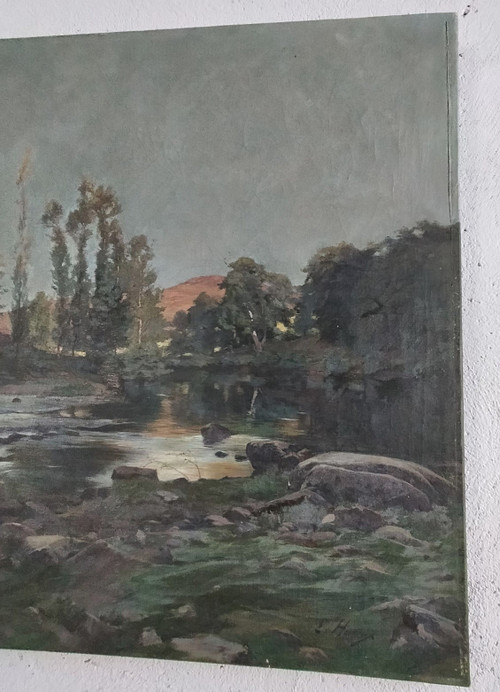 Ernest Victor HAREUX (1847-1909) Gemälde Öl auf Leinwand Berglandschaft Alpen
