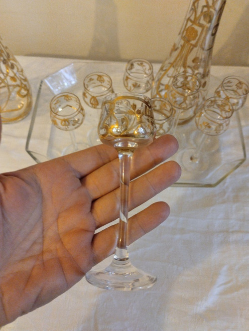 Service à Liqueur - Verre émaillé - Art Nouveau - V. 1900.
