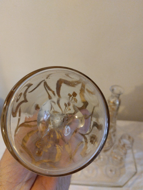 Service à Liqueur - Verre émaillé - Art Nouveau - V. 1900.