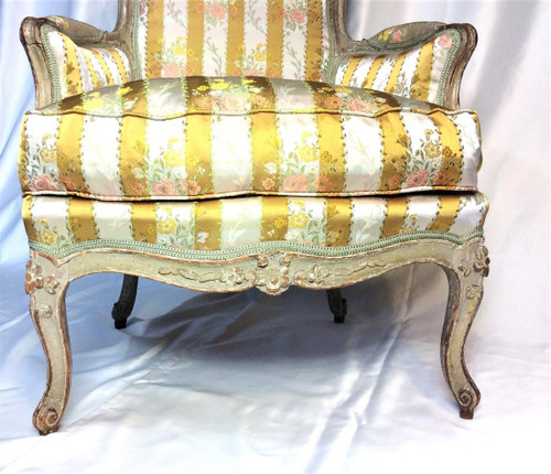 From 06.10 to 30.11 - REMISE de 25\% - Stamped E. Meunier - 18th Century Lacquered Wood Bergère