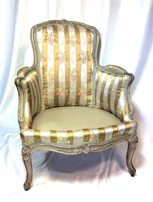 From 06.10 to 30.11 - REMISE de 25\% - Stamped E. Meunier - 18th Century Lacquered Wood Bergère