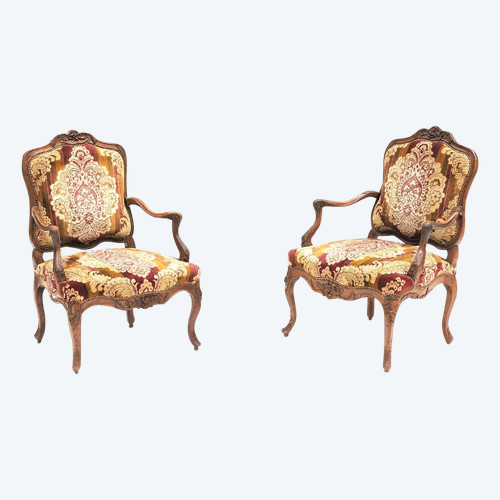 REMISE de 25\% - Paire De Fauteuils En Bois Naturel - Epoque Louis XV