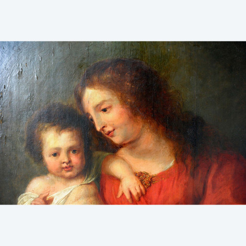 REMISE de 25\\% - Vierge A l'Enfant - Ecole Flamande Fin XVIIème