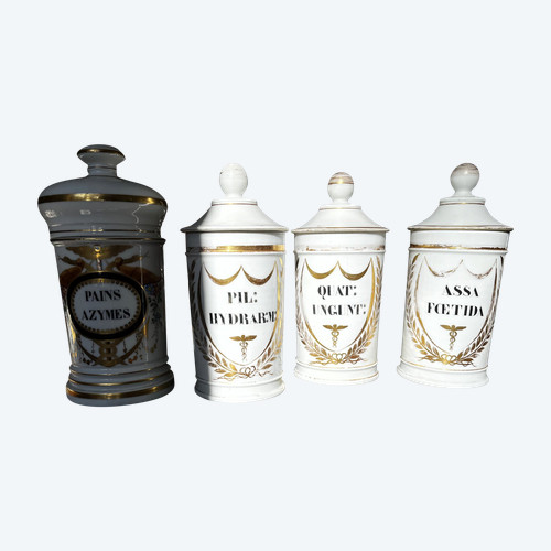 4 Paris porcelain pharmacy jars