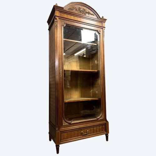 Parisian library in Louis XVI style in marquetry and gilded bronzes circa 1850