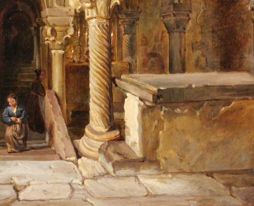 François-Marius Granet (att. à) 1775-1849 Intérieur d'une crypte, tableau, vers 1820-30