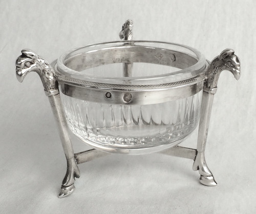 Pair of Empire salt cellars with griffins in solid silver, Coq hallmark - 1798 - 1809