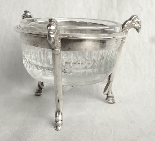 Pair of Empire salt cellars with griffins in solid silver, Coq hallmark - 1798 - 1809