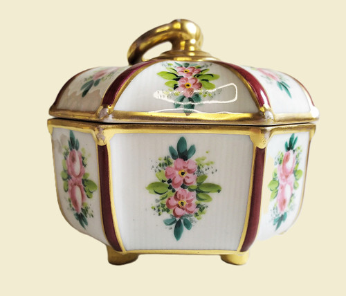 Limoges Hand Painted Porcelain Candy Jewelry Box