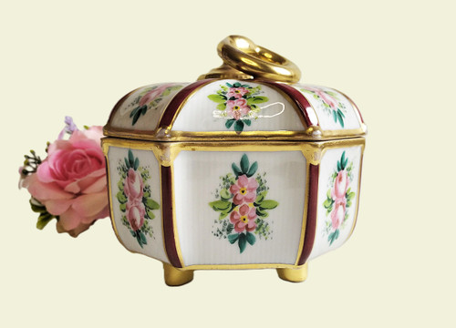 Limoges Hand Painted Porcelain Candy Jewelry Box