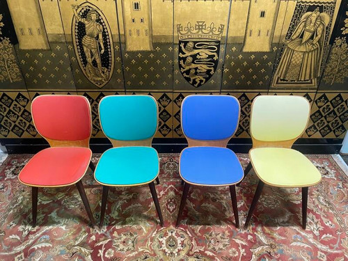 Set of 4 1970 Baumann Max Bill bistro chairs